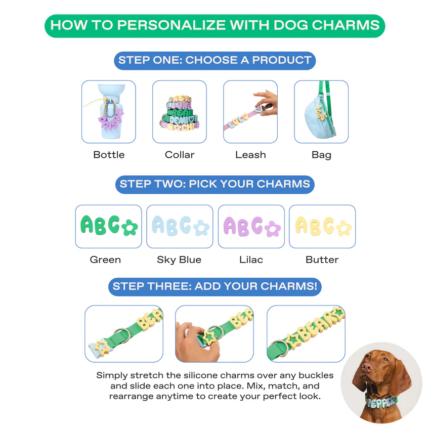Personalized Waterproof Collar with Charms